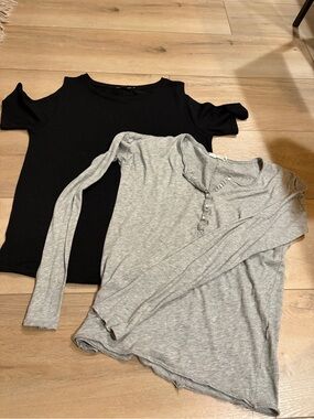 rag & bone Light Gray long sleeve shirt and black cutout shirt